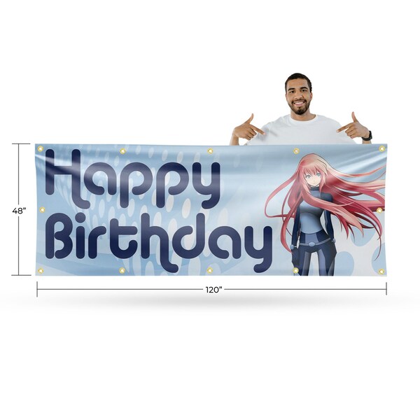 Signmission Happy Birthday Anime, 48 Inch x 120 Inch, Vinyl Banner - B-120-30691
