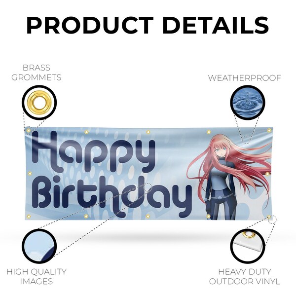 Signmission Happy Birthday Anime, 48 Inch x 120 Inch, Vinyl Banner - B-120-30691