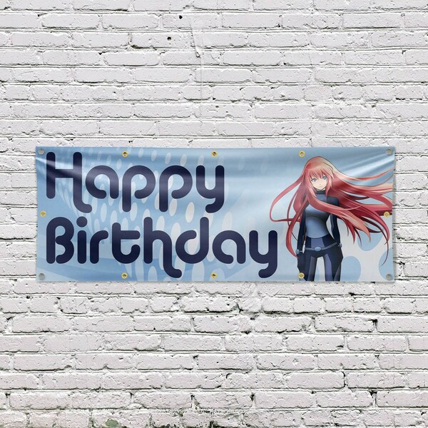 Signmission Happy Birthday Anime, 48 Inch x 120 Inch, Vinyl Banner - B-120-30691