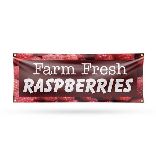 Signmission Farm Fresh Raspberries, 18 Inch x 48 Inch, Vinyl Banner - B-30614