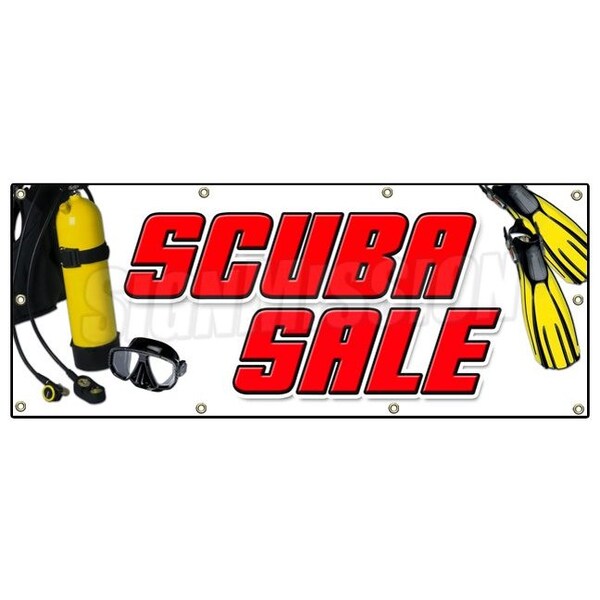 Signmission SCUBA SALE BANNER SIGN diving shop equipment diver tank rental filled - B-96 SCUBA SALE