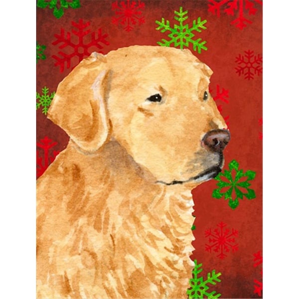 Patioplus 11 x 15 in. Golden Retriever Red Green Snowflake Holiday Christmas Flag Garden Size - PA246894