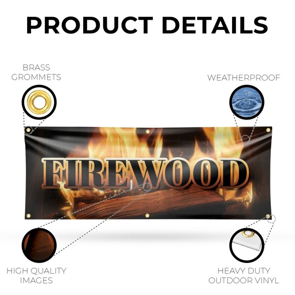 Signmission Firewood, 24 Inch x 72 Inch, Vinyl Banner - B-72-30627