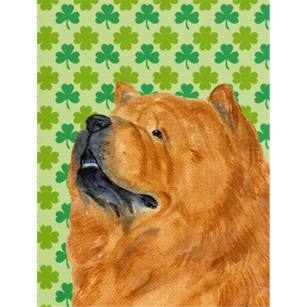 Carolines Treasures Chow Chow St. Patricks Day Shamrock Portrait Flag Canvas House Size - SS4433CHF