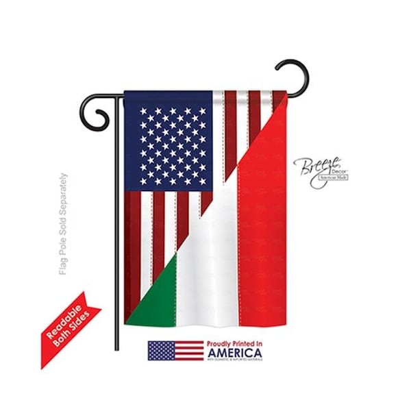 Gardencontrol US Italian Friendship 2-Sided Impression Garden Flag - 13 x 18.5 in. - GA801546