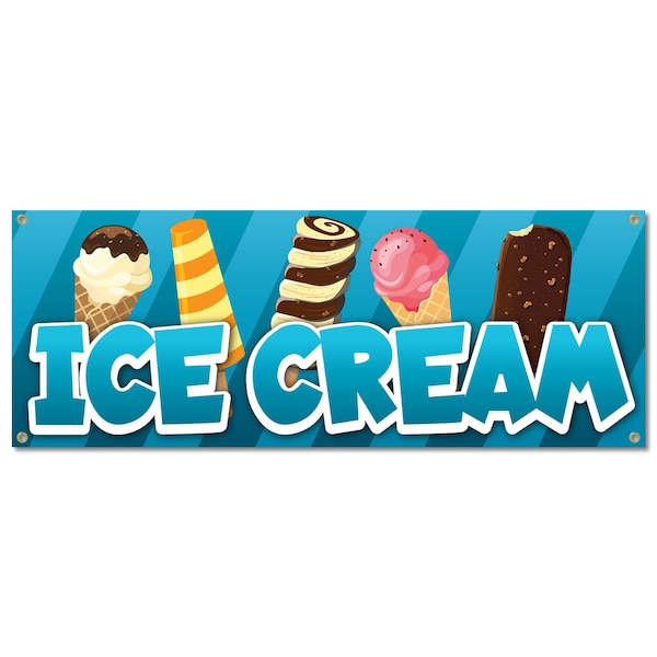 Signmission Ice Cream, 18 Inch, Banner - B-30396