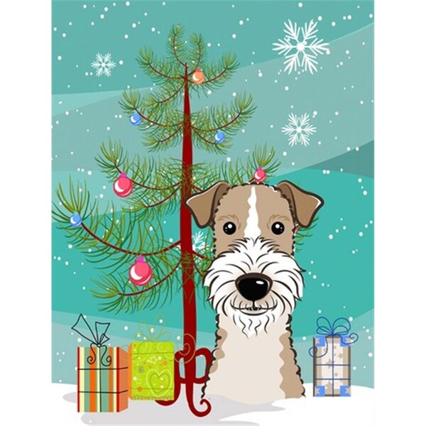 Patioplus Christmas Tree And Wire Haired Fox Terrier Flag Garden Size - PA760459