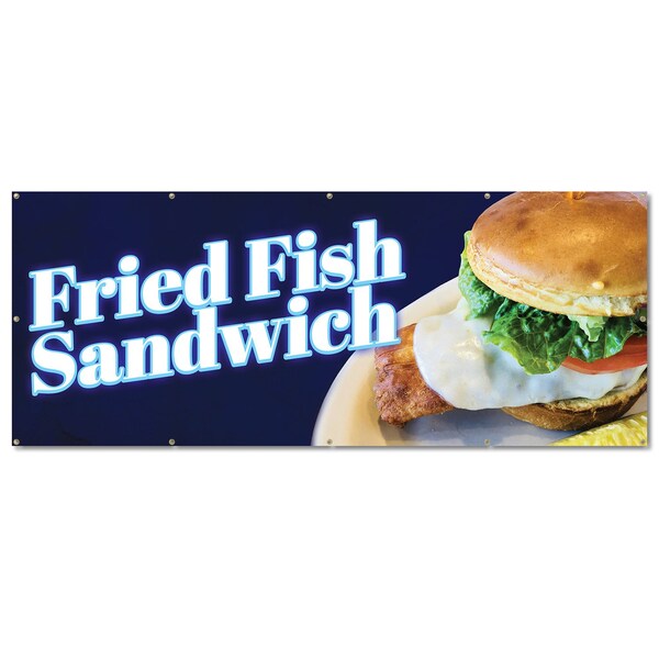 Signmission Fried Fish Sandwich, 48 Inch, Banner - B-120-30379
