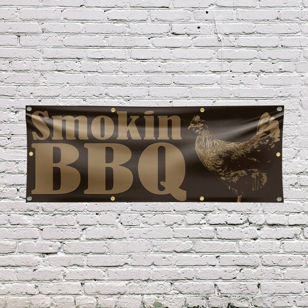 Signmission Smokin BBQ, 36 Inch x 96 Inch, Vinyl Banner - B-96-30862