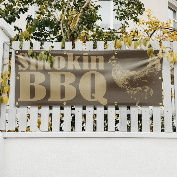 Signmission Smokin BBQ, 36 Inch x 96 Inch, Vinyl Banner - B-96-30862