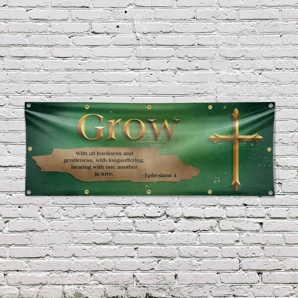 Signmission Jesus Grow, 48 Inch x 120 Inch, Vinyl Banner - B-120-30707