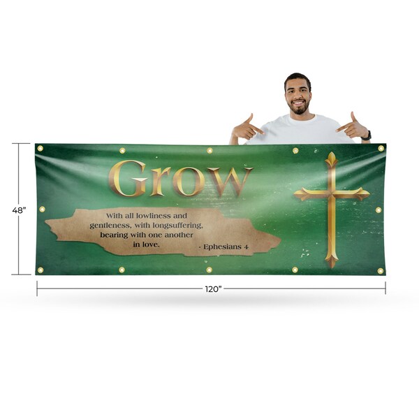 Signmission Jesus Grow, 48 Inch x 120 Inch, Vinyl Banner - B-120-30707