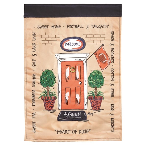 Magnolia Gardens 13 x 18 in Auburn Front Door Applique Garden Flag - M011162