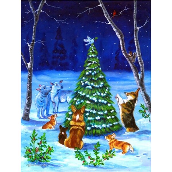 Patioplus Corgi Christmas Peace Flag Garden Size - PA252557