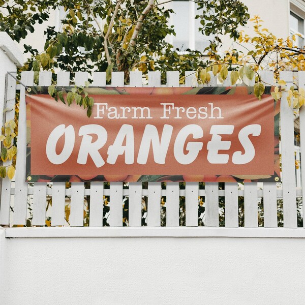 Signmission Farm Fresh Oranges, 18 Inch x 48 Inch, Vinyl Banner - B-30604