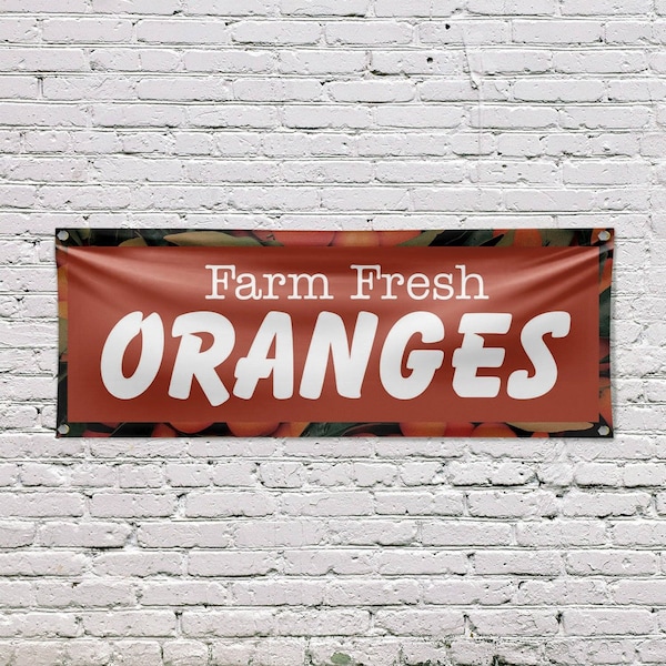 Signmission Farm Fresh Oranges, 18 Inch x 48 Inch, Vinyl Banner - B-30604