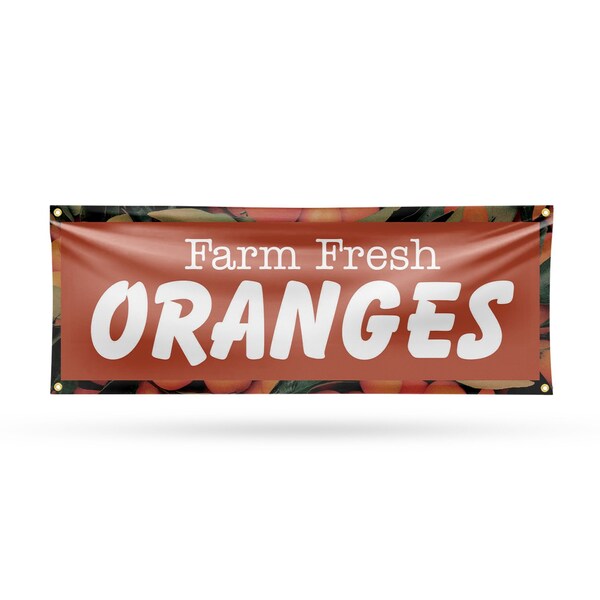 Signmission Farm Fresh Oranges, 18 Inch x 48 Inch, Vinyl Banner - B-30604