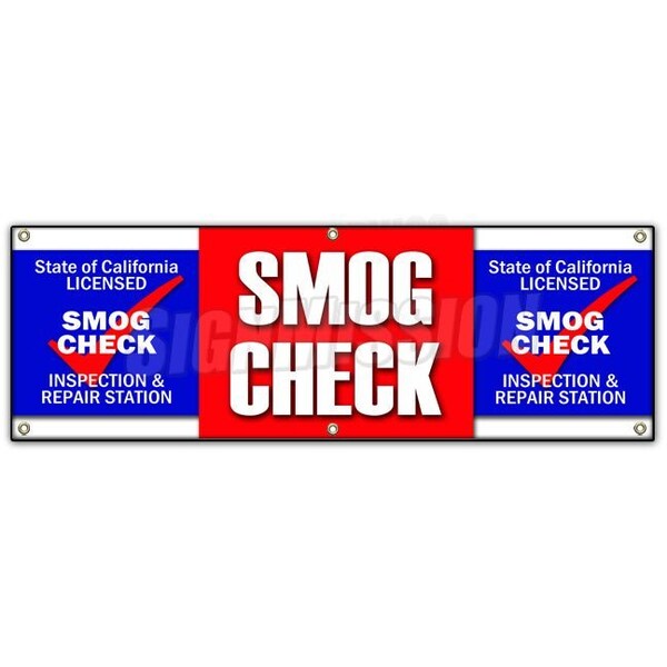 Signmission SMOG CHECK BANNER SIGN auto automotive pollution car inspection - B-72 SMOG CHECK