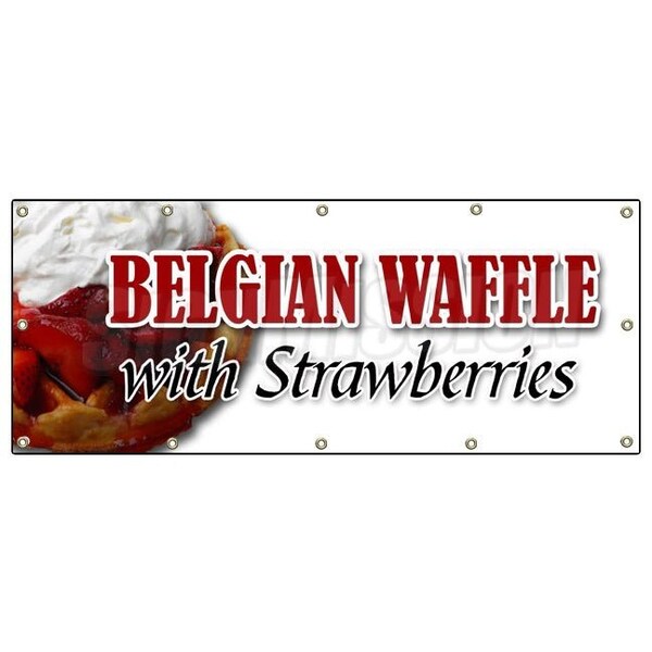 Signmission BELGIAN WAFFLE WITH STRAWBERRIES DECAL sticker whip cream breakfast - B-120 BELGIAN WAFFLE