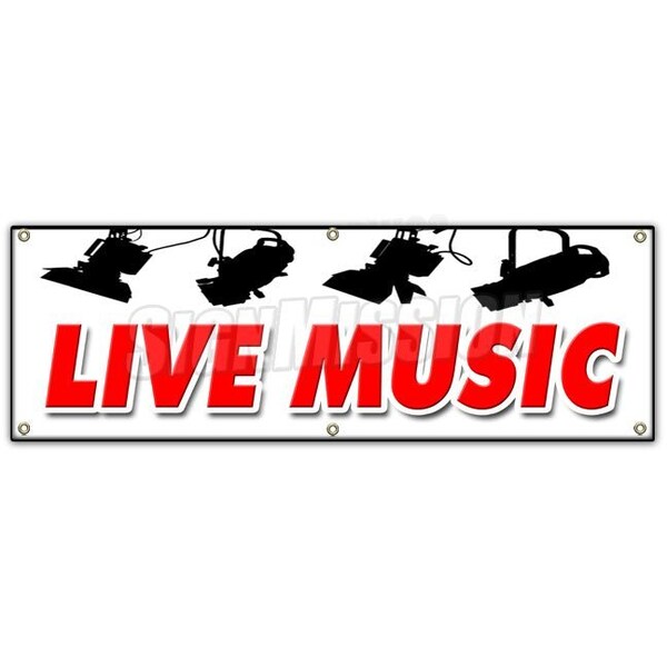 Signmission LIVE MUSIC BANNER SIGN band trio rock and roll swing no cover cocktails - B-72 LIVE MUSIC
