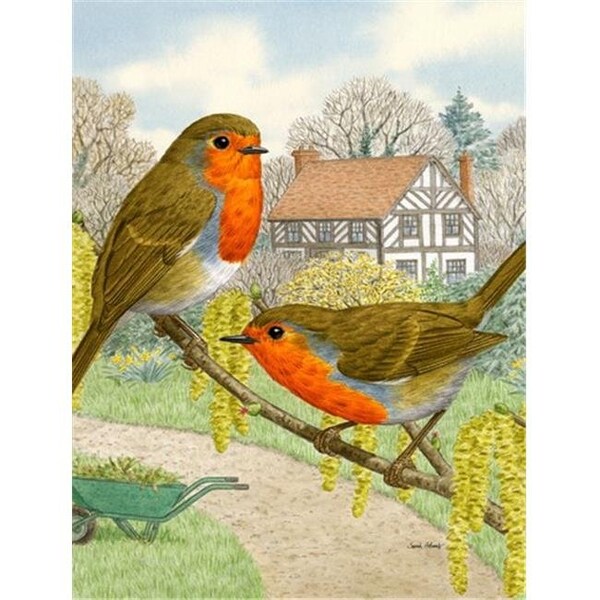 Carolines Treasures Carolines Treasures ASA2097CHF European Robins Flag Canvas House Size - ASA2097CHF