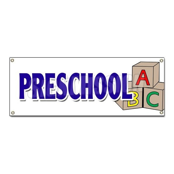Signmission PRESCHOOL BANNER SIGN licensed accredited kindergarten day care early - B-PRESCHOOL