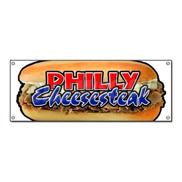 Signmission PHILLY CHEESE STEAK BANNER SIGN cheesesteak signs Philadelphia sub hoagie - B-PHILLY CHEESE STEAK