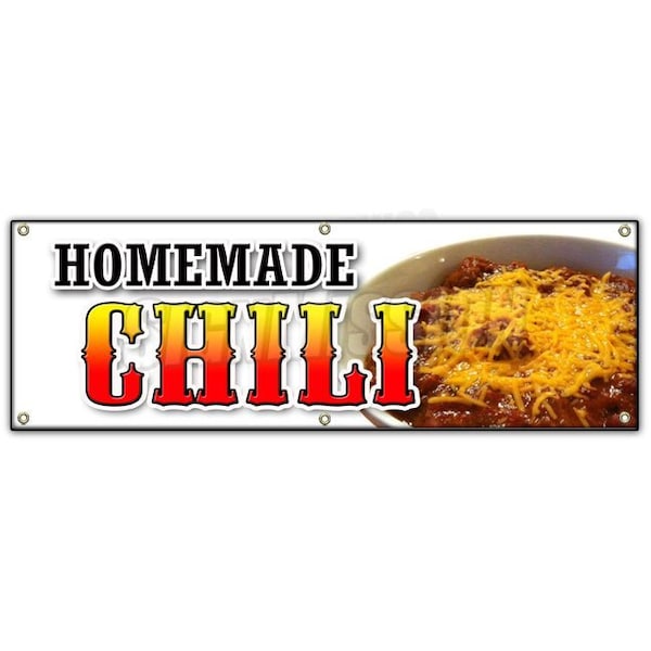 Signmission HOMEMADE CHILI BANNER SIGN bread bowl texas beans beef chicken vegan - B-72 HOMEMADE CHILI