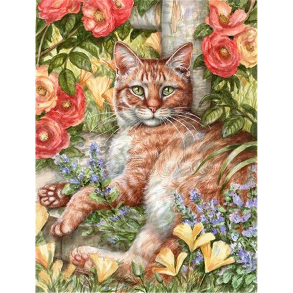 Carolines Treasures Tabby in the Roses by Debbie Cook Flag Size - CDCO0027GF