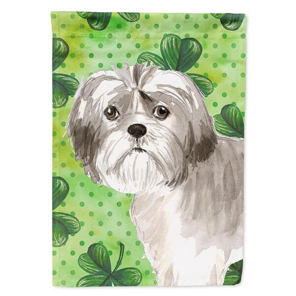 Carolines Treasures Shamrocks Shih Tzu Puppy Flag Canvas House Size - CK1788CHF