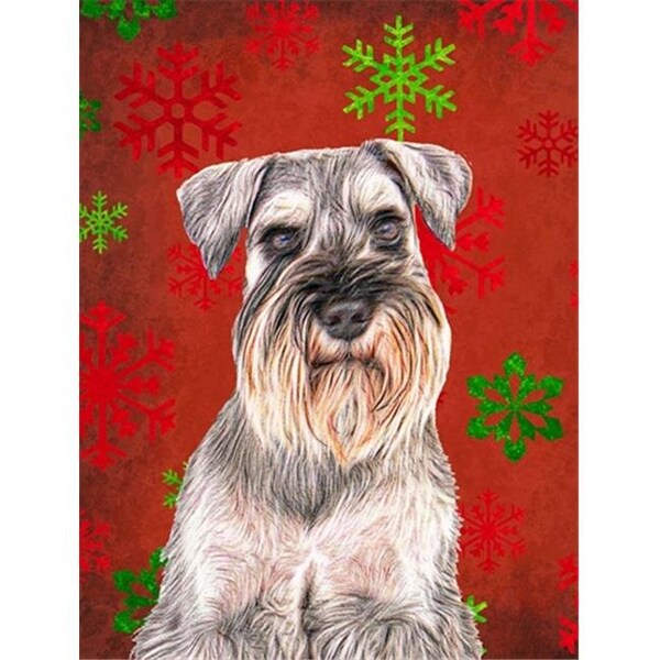 Carolines Treasures Carolines Treasures KJ1186CHF Red Snowflakes Holiday Christmas Schnauzer Flag Canvas House Size - KJ1186CHF