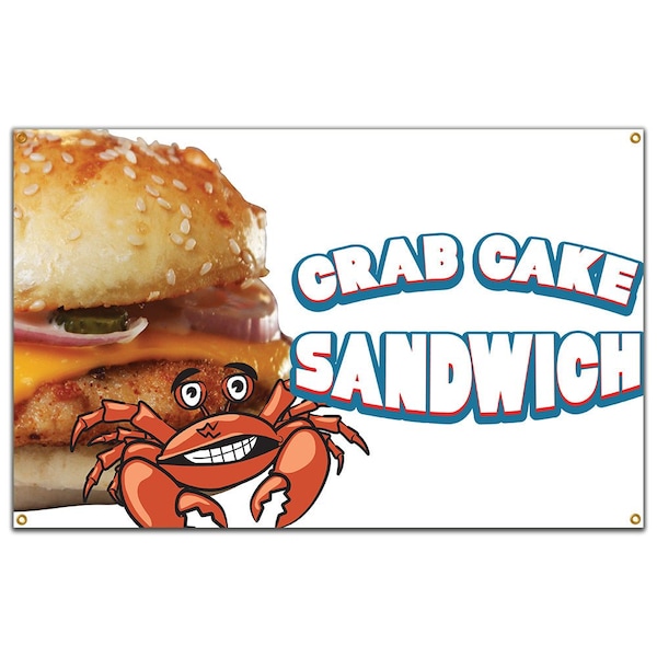 Signmission Crab Cake Sandwich Banner Concession Stand Food Truck Single Sided - B-60 CRAB CAKE SANDWICH19