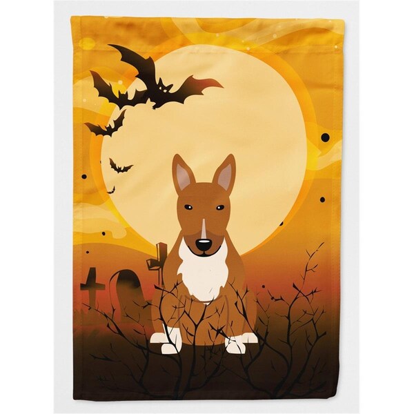Carolines Treasures Halloween Bull Terrier Red Flag Canvas House Size - BB4400CHF