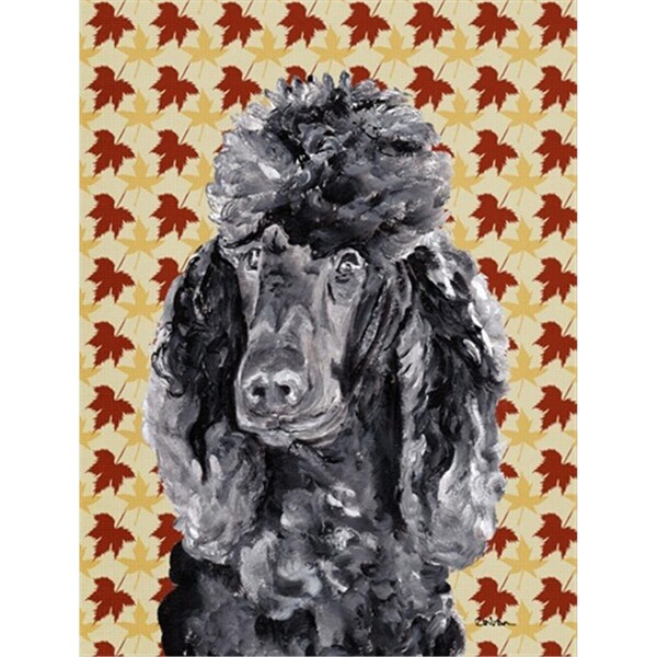 Carolines Treasures Black Standard Poodle Fall Leaves Flag Canvas House Size - SC9674CHF
