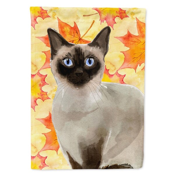 Carolines Treasures Siamese Fall Leaves Flag Canvas House Size - CK3084CHF