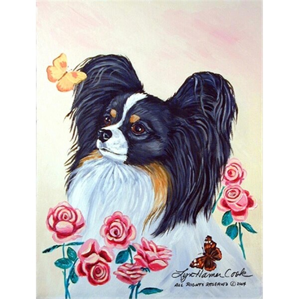 Carolines Treasures 28 x 40 in. Papillon House Size Canvas Flag - 7236CHF