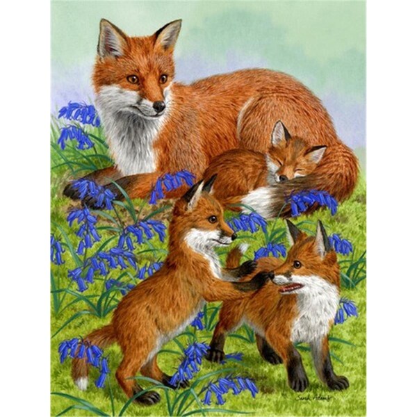 Patioplus Fox Family Flag Garden Size - PA251721