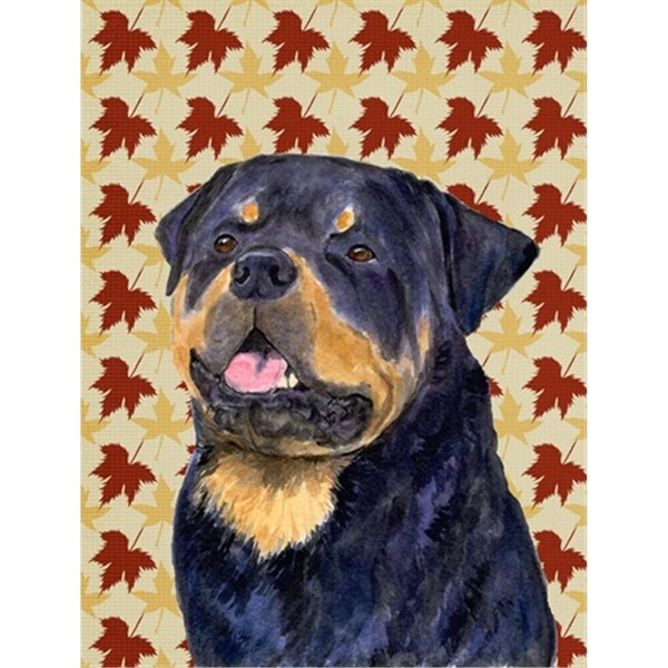 Carolines Treasures 40 x 40 in. Rottweiler Fall Leaves Portrait Flag Canvas House Size - SS4332CHF