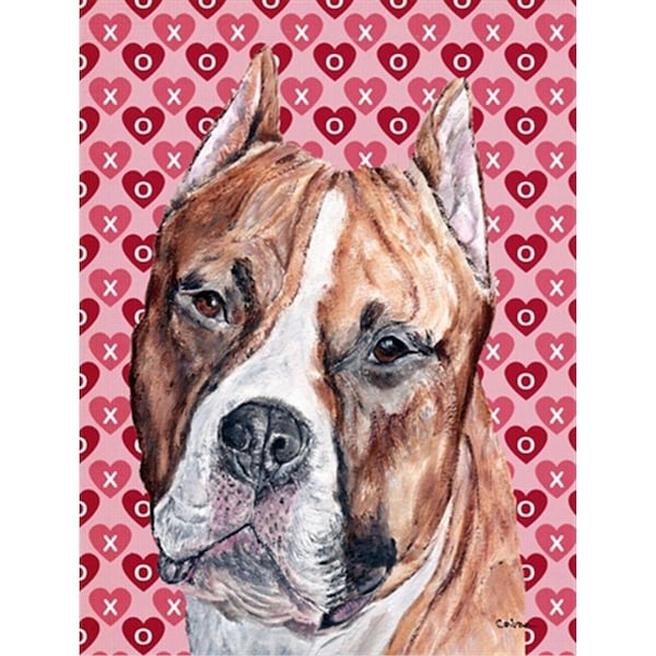 Patioplus Staffordshire Bull Terrier Staffie Hearts and Love Flag Garden Size - PA247684