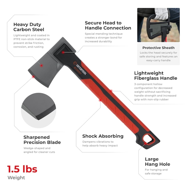 Intertool 14-inch Chopping Axe, 1.5 lbs - HT08-0291