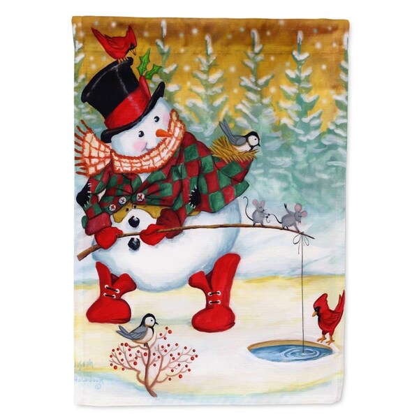 Carolines Treasures 11 x 0.01 x 15 in. Snowman Fishen Friends Garden Flag - PJH3016GF
