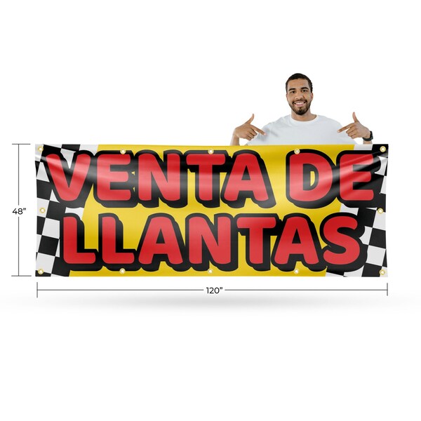 Signmission Venta de Llantas, 48 Inch x 120 Inch, Vinyl Banner - B-120-30914