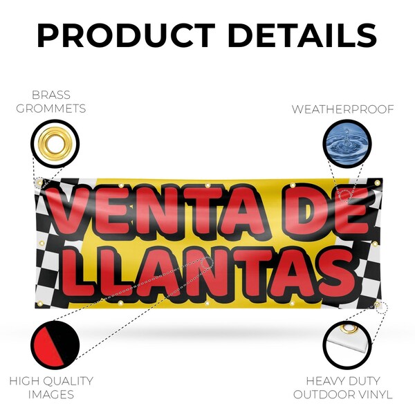 Signmission Venta de Llantas, 48 Inch x 120 Inch, Vinyl Banner - B-120-30914