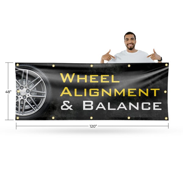 Signmission Wheel Alignment & Balancing, 48 Inch x 120 Inch, Vinyl Banner - B-120-30940