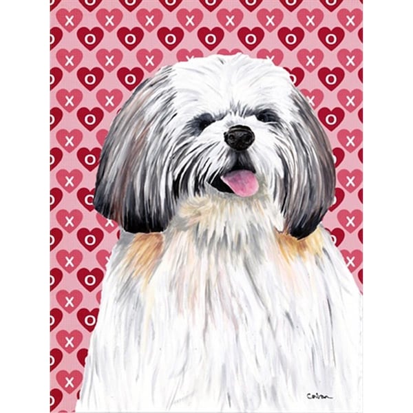 Patioplus 15 x 15 In. Shih Tzu Hearts Love And Valentines Day Portrait Flag, Garden Size - PA2554749