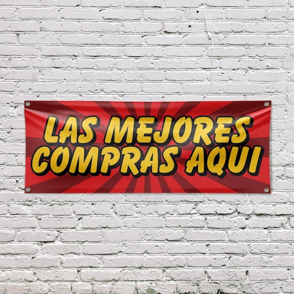 Signmission Las Mejores Compras Aqui, 18 Inch x 48 Inch, Vinyl Banner - B-30723