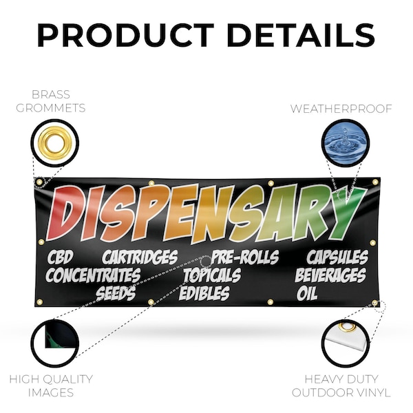 Signmission Dispensary CBD Pre Rolls Edibles, 36 Inch x 96 Inch, Vinyl Banner - B-96-30547
