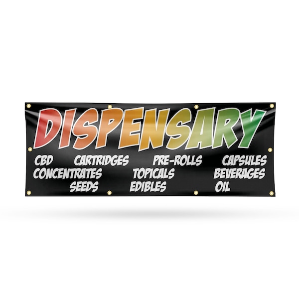 Signmission Dispensary CBD Pre Rolls Edibles, 36 Inch x 96 Inch, Vinyl Banner - B-96-30547