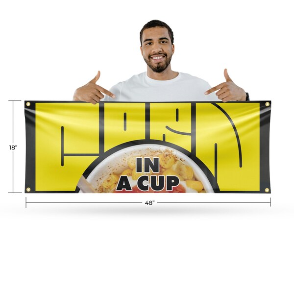 Signmission Corn In A Cup, 18 Inch x 48 Inch, Vinyl Banner - B-30530
