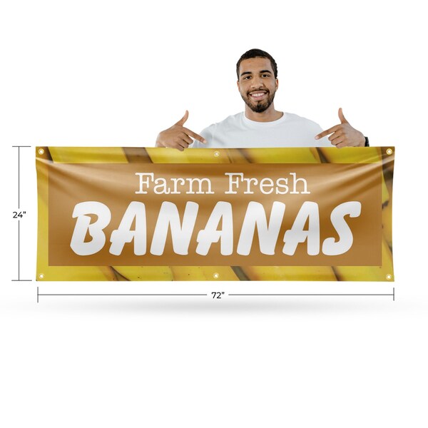 Signmission Farm Fresh Bananas, 24 Inch x 72 Inch, Vinyl Banner - B-72-30576
